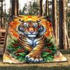 1pc Tiger Flames Design Throw Blanket Polyester Fiber, Lightweight Flannel, Soft & Warm, All Season Use for Outdoor, Camping Digital Print