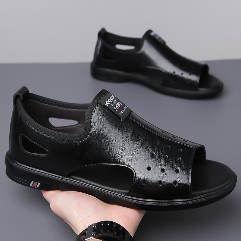 Fashion New Arrival Leather Men's Sandals Comfortable Male Summer Beach Shoes Non-Slip Men Sandaly Slippers Quick Dry Wading Aqua Shoes