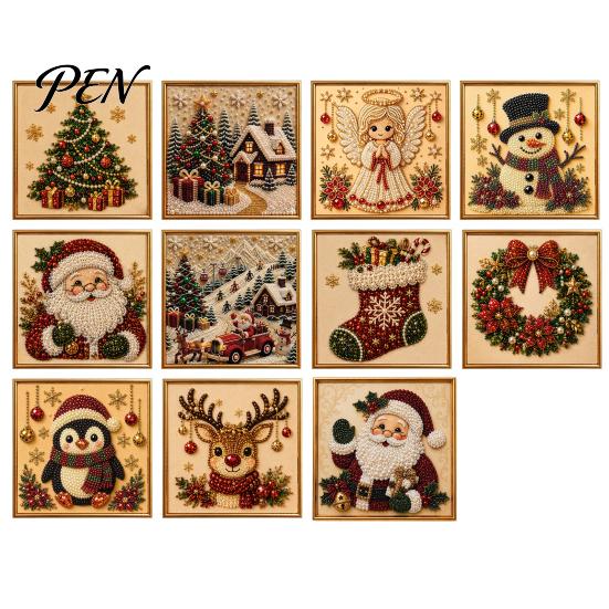 Full Drill Gem Art for Beginners DIY Christmas Faux Pearl Painting Kit with Frame, Santa Creative Gift Crafters Beads Craft Adults Beginner, Handmade