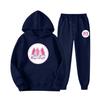 New European and American sweater sweatpants two-piece set loose casual hooded sweater set printed drawstring sweater