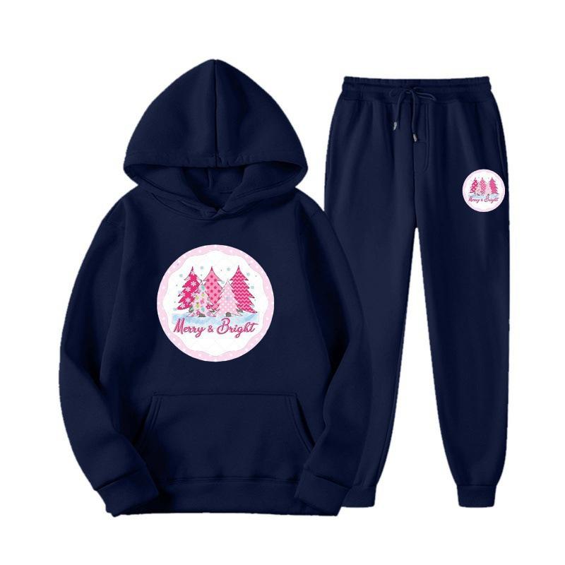New European and American sweater sweatpants two-piece set loose casual hooded sweater set printed drawstring sweater