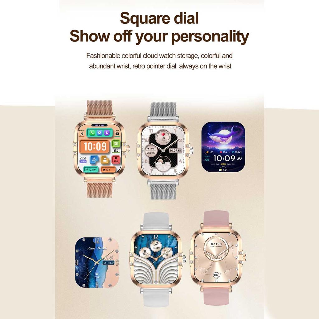 Rose Golden Smart Watch Ultra Thin Luxury Smartwatch Bluetooth Call Custom Dial Health Monitor Fitness Wristwatch for Ladies