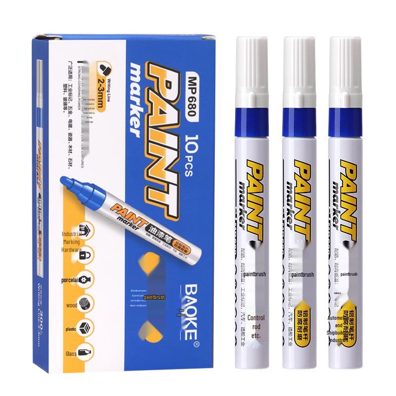 Bao Ke MP680 Waterproof Industrial Paint Marker - White & Gold Signature Pen