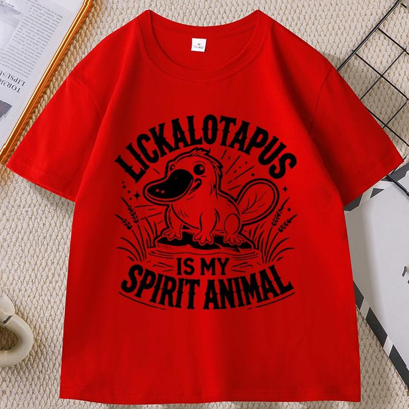 Lickalottapus Is My Spirit Animal Graphic T Shirts Funny Duck Printed Short Sleeve Tshirts Unisex Women Round Neck Casual Tees S