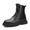Autumn Martin Boots Black High-top Trendy Shoes Locomotive Tooling Leather Boots Winter Heightening Mid-top Leather Shoes Cotton Shoes
