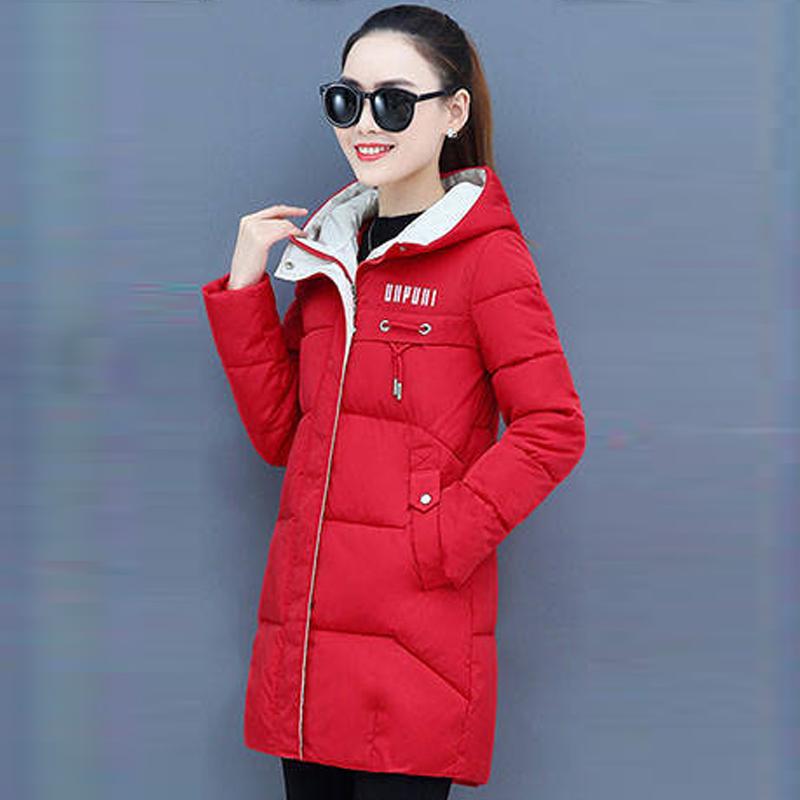 Winter Women Parkas Casual Hooded Jackets Autumn Warm Letter Print Long Female Coat Zipper Outerwear