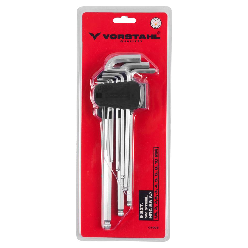 SET OF VERY LONG ALLEN KEYS 9 Pcs 1.5-10mm Vorstahl
