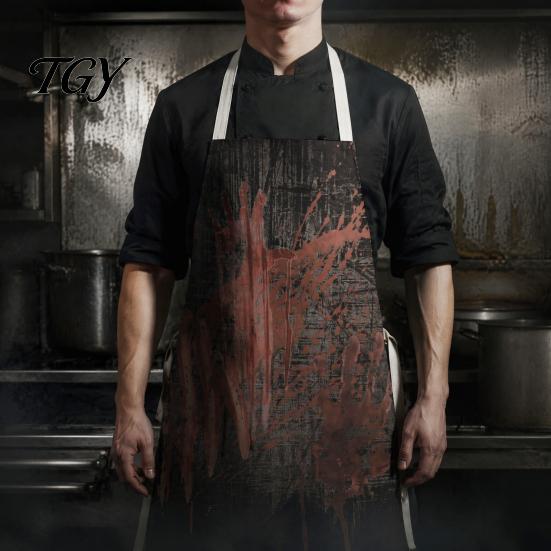 Blood Stain Costume Halloween Butcher Apron with Realistic Stain, Washable Protective Work Apron, Haunted House Decoration Horror Prop for Cosplay