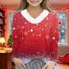 Christmas Day Girls Long Sleeve T Shirts Kids  Girls' V-Neck Tee Christmas Print Long Sleeve Top