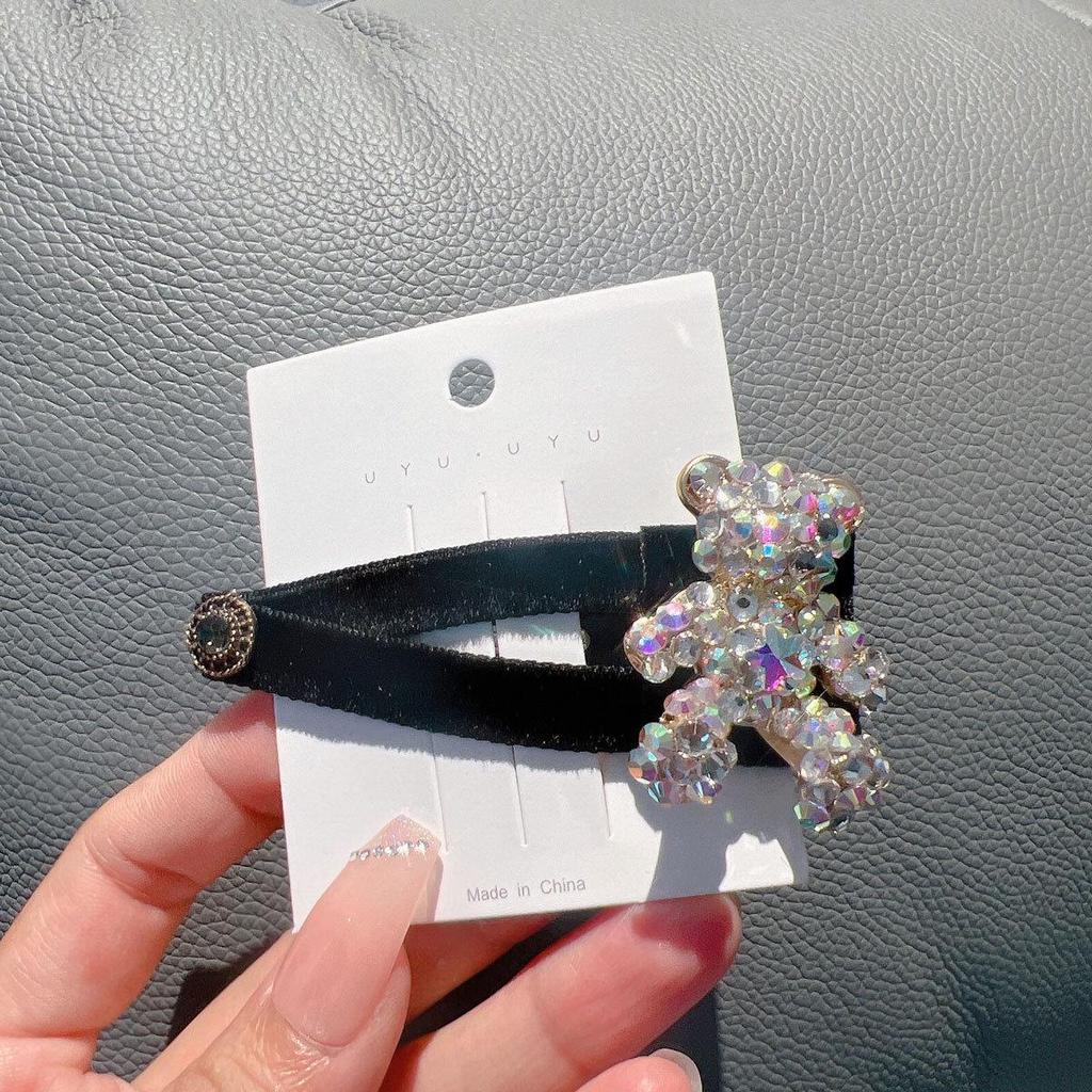 Velvet Exquisite Bangs Hairpin Side Clip - Dongdaemun Style