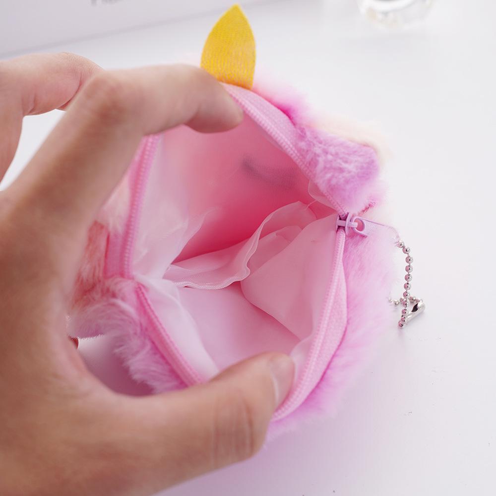 Children's Cute Kitten Plush Coin Purse - Portable 3D Round Bag for Lipstick & Earphones