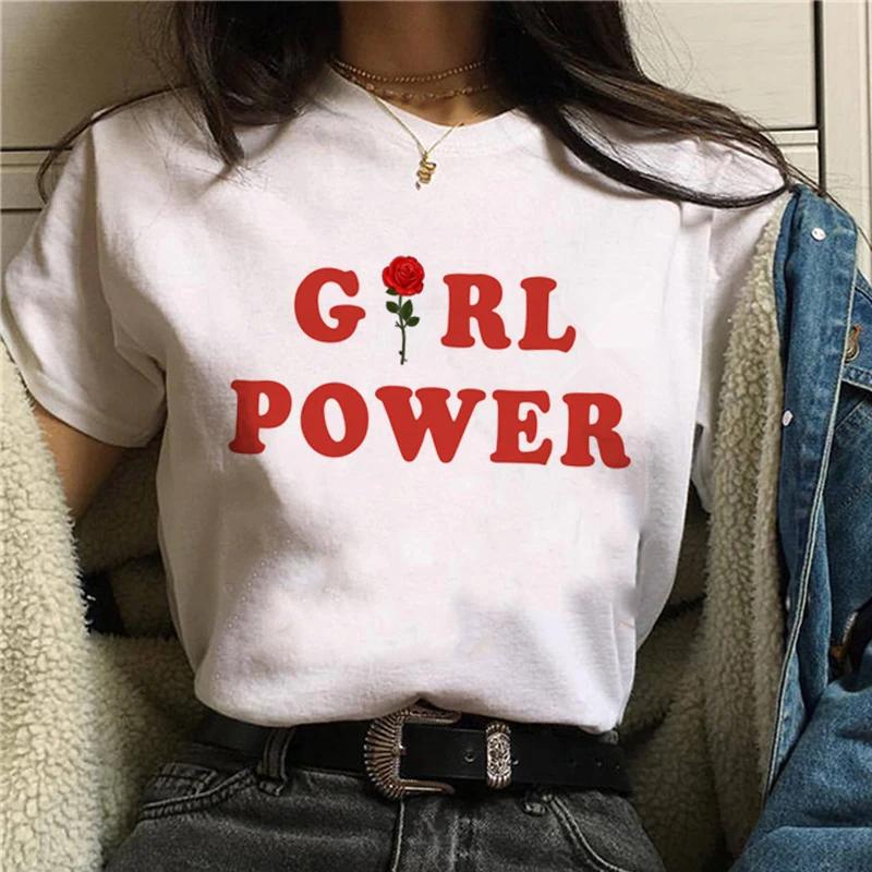 Harajuku Women Tshirt Feminists Tops Women Feminism GRL PWR Ullzang Tee Girl Power Retro Graphic T Shirt Grunge Aesthetic Ladies