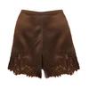 Women Satin Silky Shorts Lace Trim Patchwork Micro Shorts Low Rise Boxer Shorts Lounge
