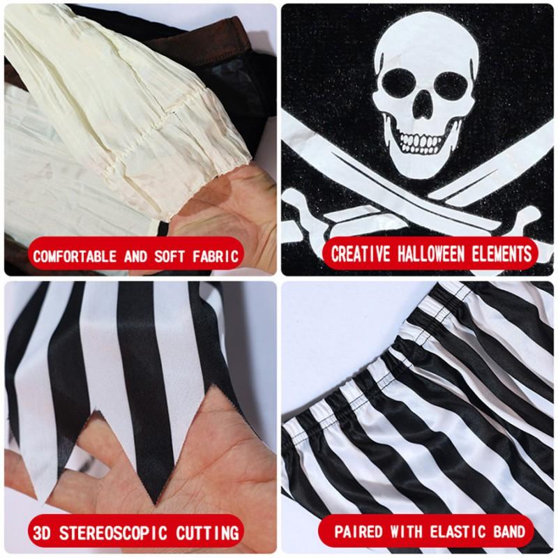 Kids Pirate Costume Set Halloween Party Caribbean Captain Outfit Cosplay Dress Up Neutral Unisex