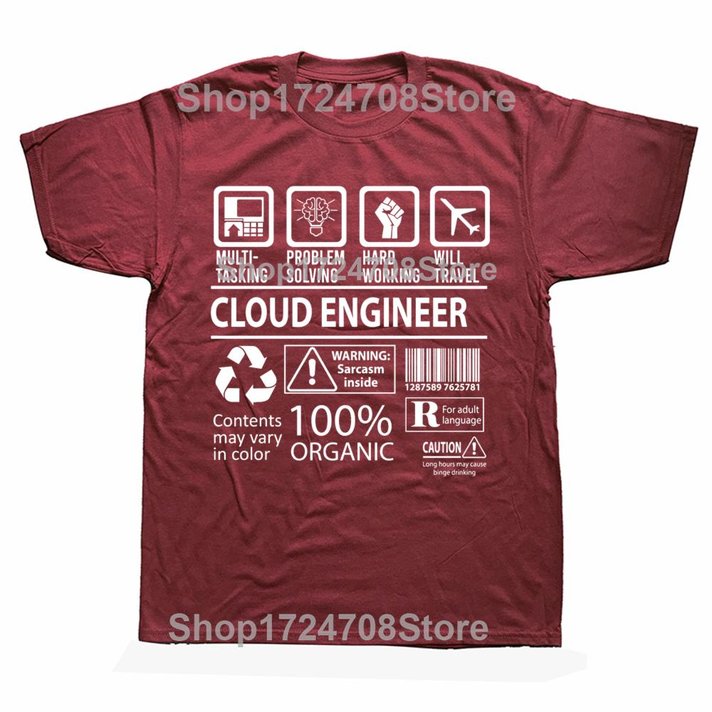 Funny Cloud Engineer Graphic T-shirts Tshirt Men Women's Fashion Casual Oversized 100% Cotton Multitasking Job T Shirt
