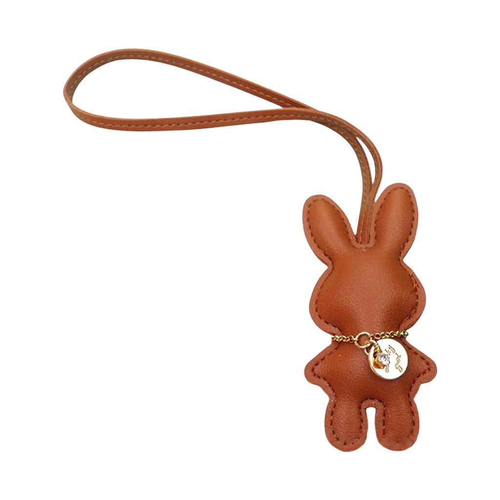 Fashionable Rabbit Shaped Keyring Artificial Leather Bunnys Bag Pendant Keychain Handbag Accessory for Animal Lovers