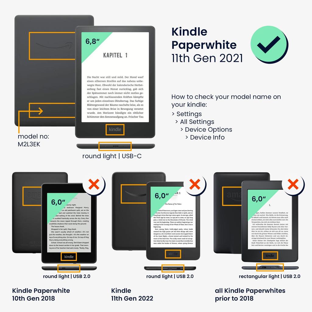Kwmobile Case for Amazon Kindle Paperwhite Generation Stand with Protective Gray 11. (2021) - E-Book Case,