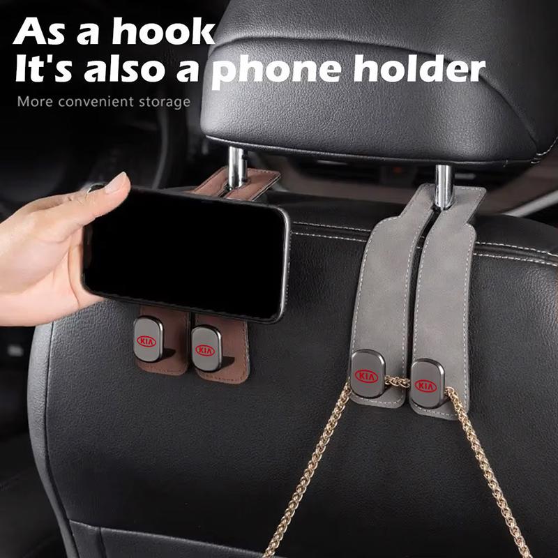 Car Seat Back Headrest Suede Hooks Organizer Holder Clips Accessories For Kia Morning Picanto Rio Stonic Sportage Ceed Optima Fo Jby123
