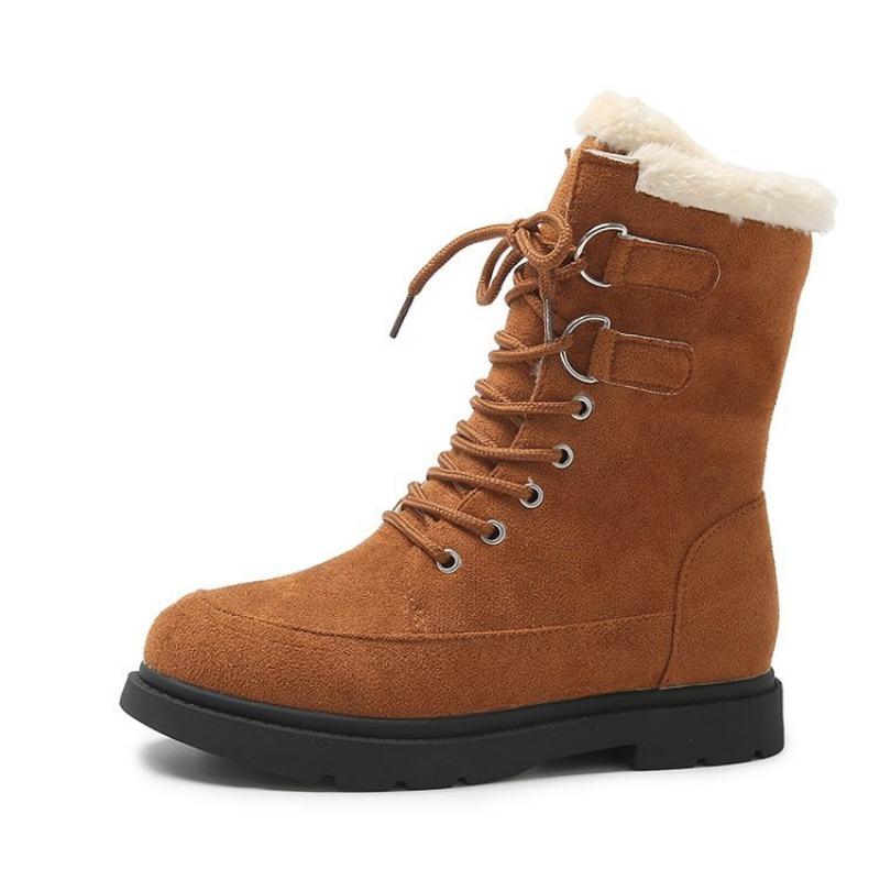 

Зимние новые бархатные утолщенные сноубутсы на толстой подошве для женщин, большой размер, теплая махровая ткань, короткие ботинки для женщин 42 коричневый
