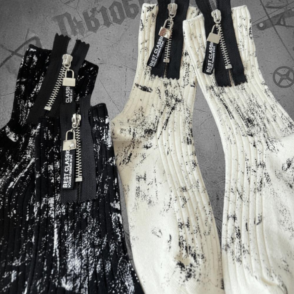 Calzini con Zip Metallica Industria Pesante Schizzi di Vernice Colore Inchiostro Calzini a Metà Polpaccio Per Uomo Donna