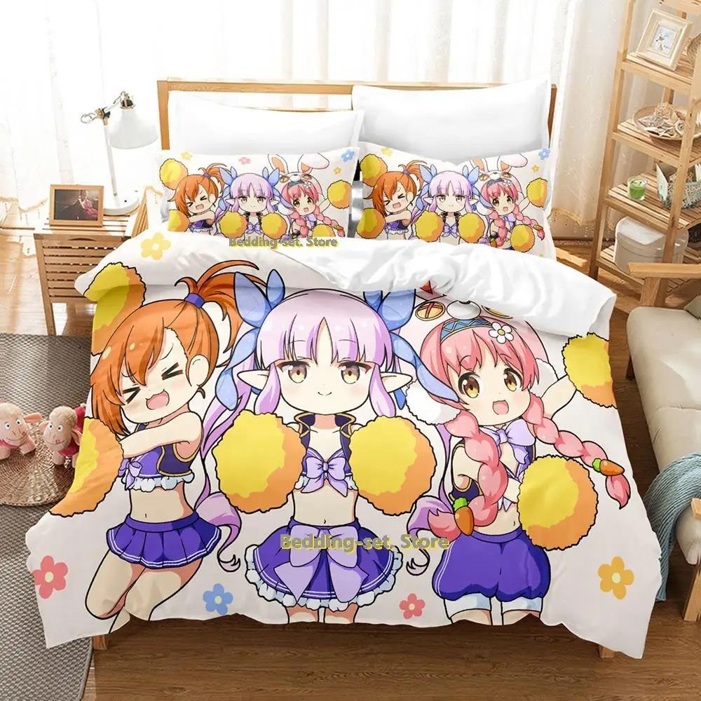 Princess Connect! ReDive Bed Cover Kit Cartoon Anime Three-piece Set Adult Kid Bedroom Duvetcover Sets Three-Dimensional Kawaii Girls Couette