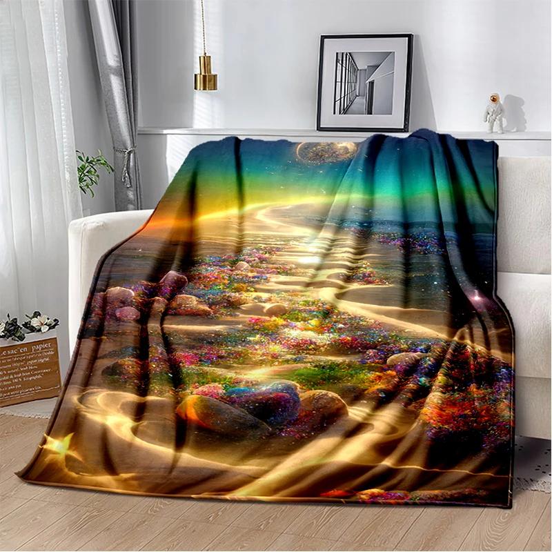 2025 New Style Beauty Colorful Pebble Road Beach Stone Scenery Blanket,Soft Throw Blanket for Home Bedroom Bed Sofa Cover Kids