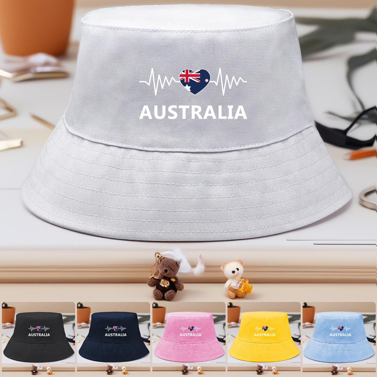 

Heart Wave Australian Flag Print Bucket Hat , Commonwealth Blue Ensign Women s Cap Hip Hop Simple Solid Color Beach Hat as the picture жовтий