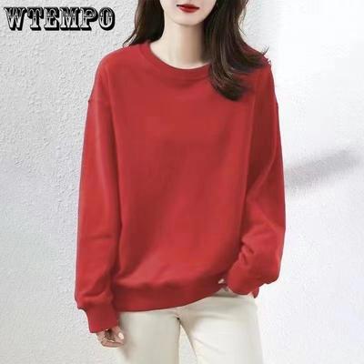 Women's Round Neck Sweatshirt Long Sleeves Autumn and Winter Thick and Loose Casual Top