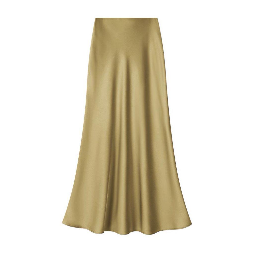 Elegant Satin Fishtail Midi Skirt - Women's High-Waist Silhouette for Summer