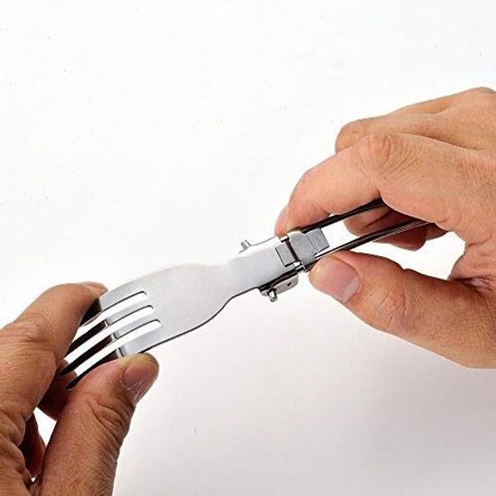 MAGNA Folding Single Cutlery Mesh Type Storage Bag Fork Spoon Knife Connecting Chopsticks Carabiner 6-Piece Set
