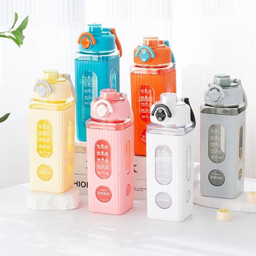 

700ml Water Bottle Square Sports Water Cup Kawaii Water Jug сірий