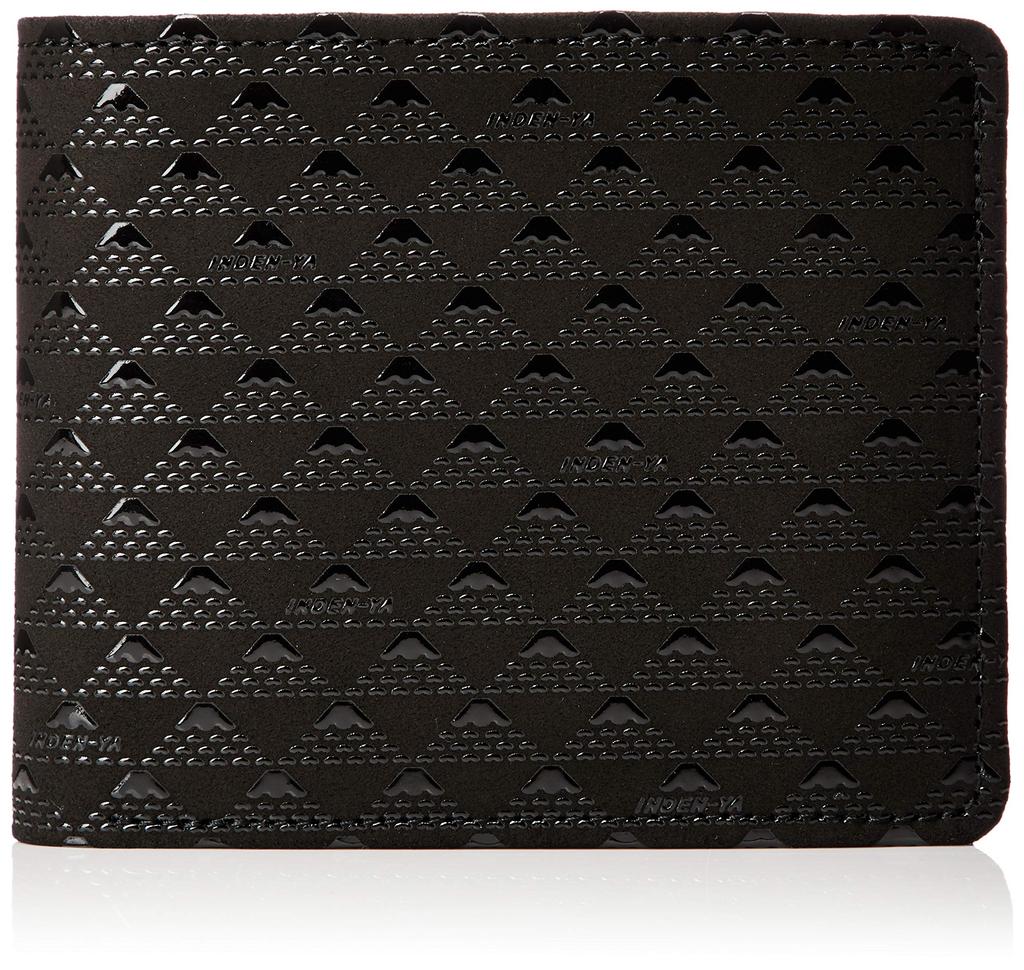 Indenya Takane Bifold Wallet, Takane Billfold, Takane Black Fuji Deer Leather with Black Lacquer Mount Fuji Pattern, 2803-01