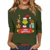 3/4 Sleeve Tops For Women T-Shirt Casual Christmas Print Tops T Shirt Round Neck Pullover Blouse