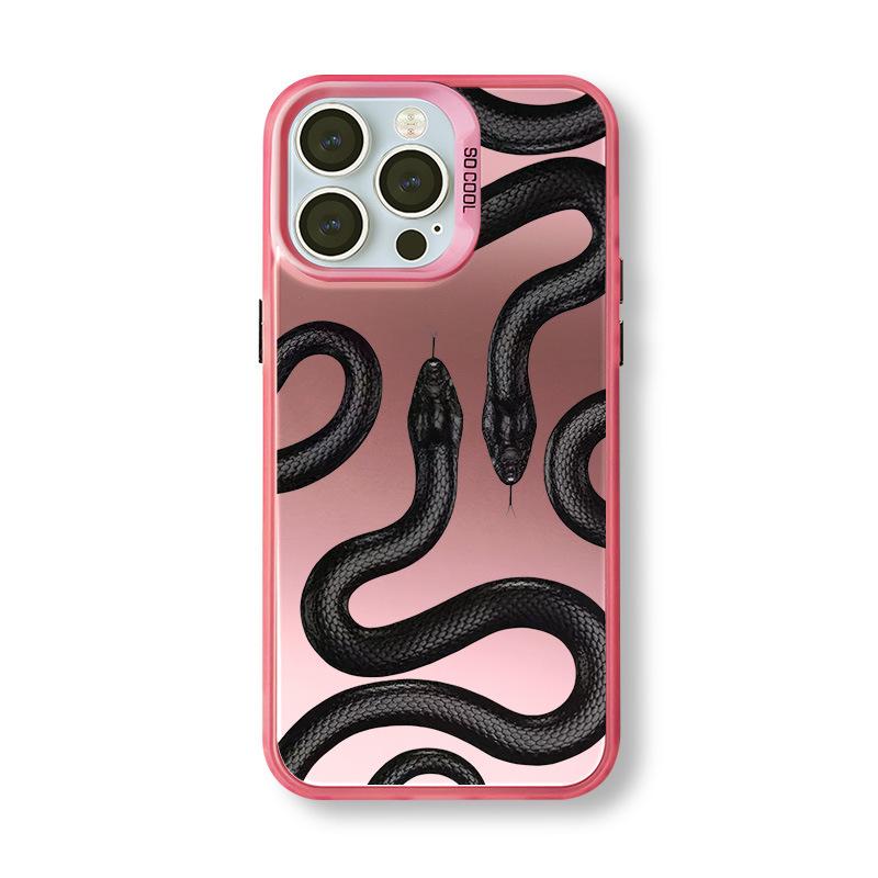Pouzdro na telefon s motivem hada Černá mamba pro Apple iPhone 12 Pro Max/13/14/15/16/17, Barva: Stříbrná, Niche Design