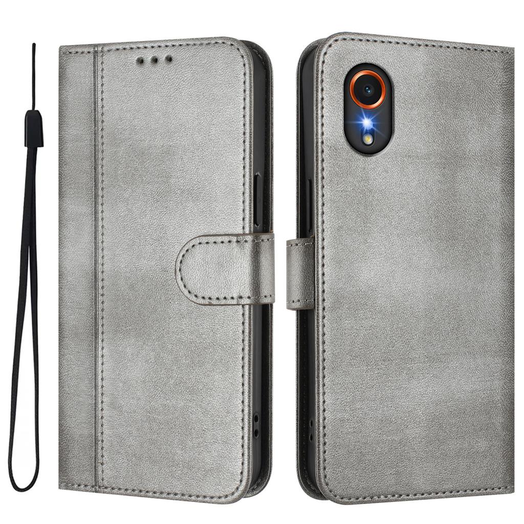 For Samsung Galaxy Xcover7 Cases Wallet Stand Retro Texture Leather Phone Cover with Lanyard