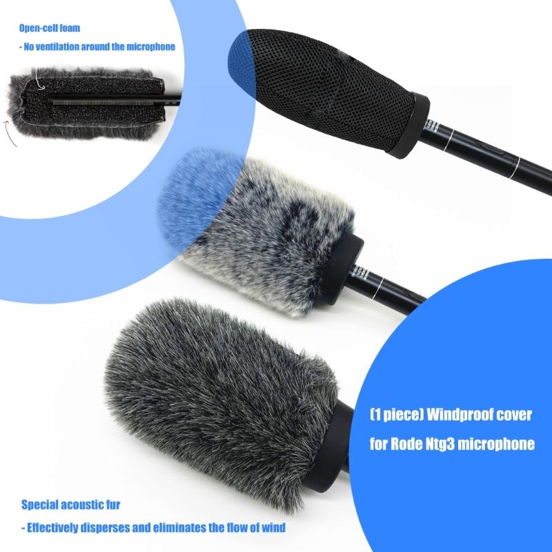 Microphone Windscreen Cover For NTG3, ME66, MKH416/418 Mic Cover with 18cm Long 2cm Diameter With High Noise Reduction