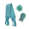 Three-Piece Back Scrubber Set: Includes Back Scrubber, Gloves, and Bath Flower for Men's and Women's Bathing.