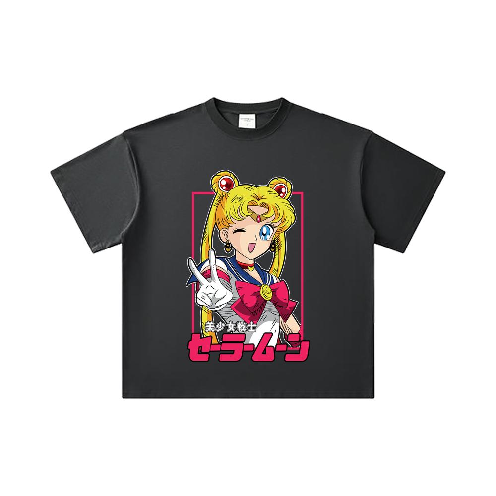 260 GSM Double Yarn 32 Count 100% Cotton Sailor Moon V9 Minako Print Unisex Heavy Cotton T Shirt