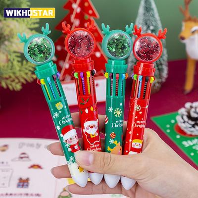 Ballpoint Decor For Christmas Gift Merry Christmas Ten-color Home Xmas Ornament  Pen Holiday Ballpoint Pen Cute Press  Kid