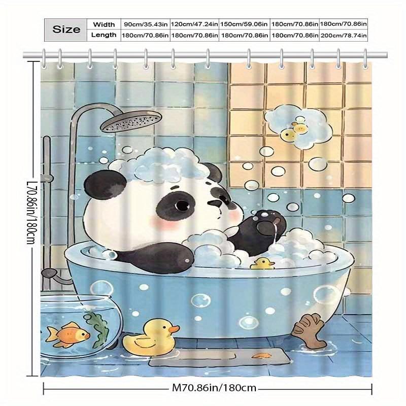 Adorable Panda Bath Shower Curtain - Perfect For Kids Bathroom Decor. High-Quality Fabric Ensures Durability And Fun Atmosphere