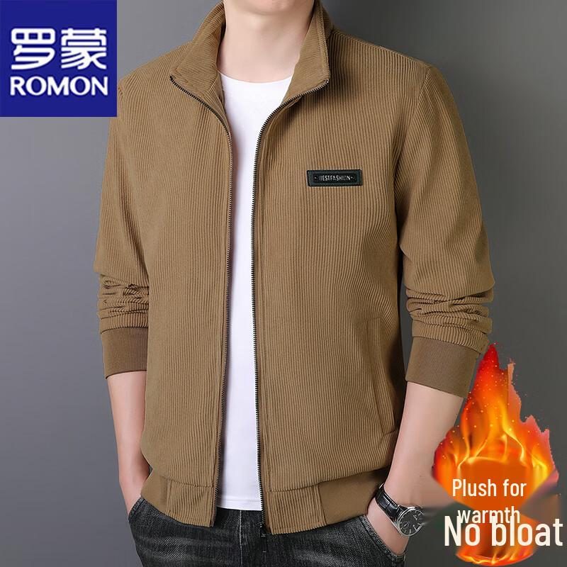 ROMON Men's Thickened Business Casual Stand-up Collar Jacket