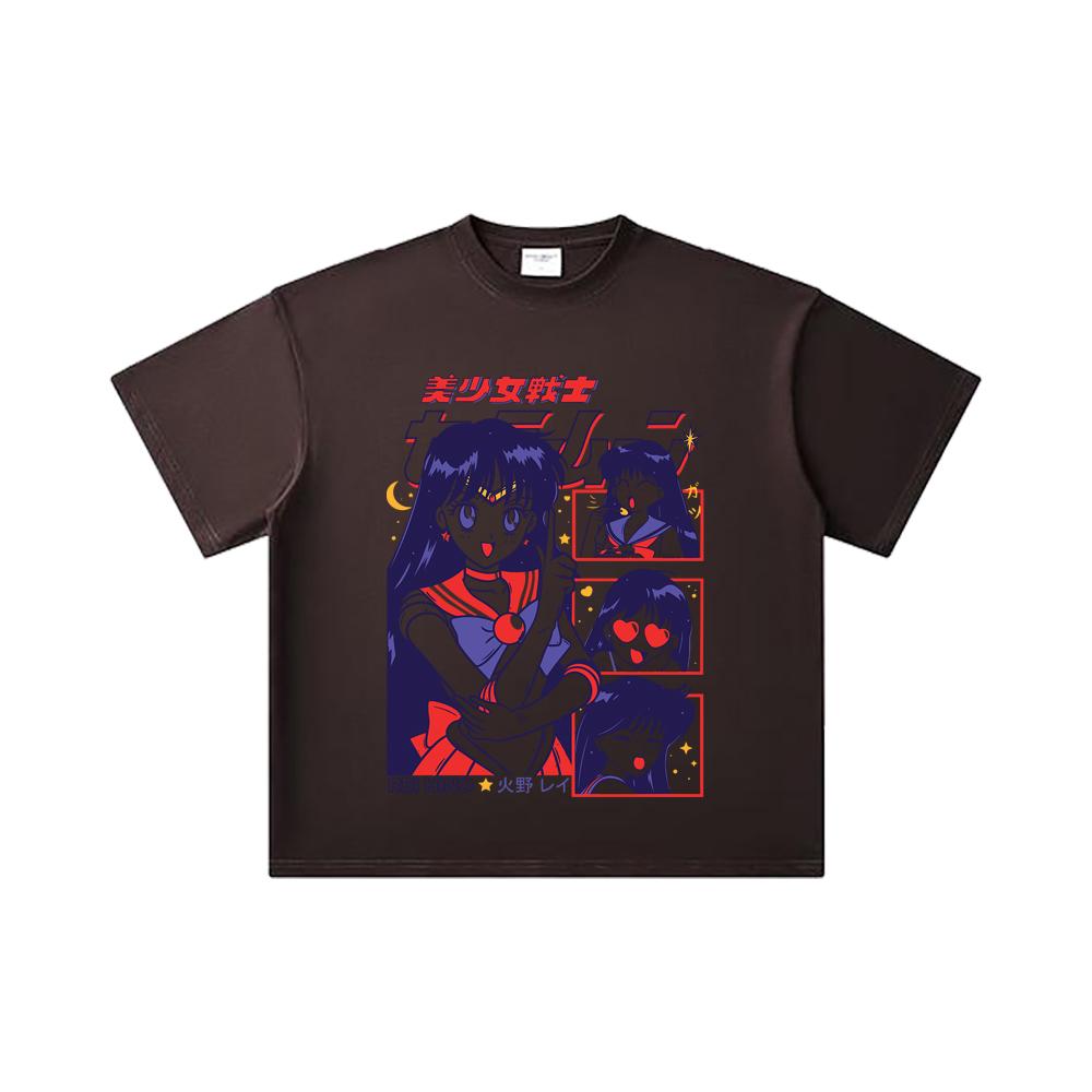 260 GSM Double Yarn 32 Count 100% Cotton Rei Hino Print Unisex Heavy Cotton T Shirt
