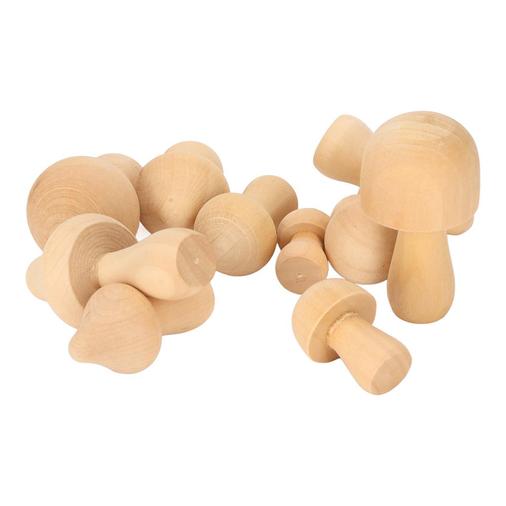 Mushroom Crafts Unfinished Various Shapes DIY Painting Ornament Wooden Mushroom Arts for Children Adult