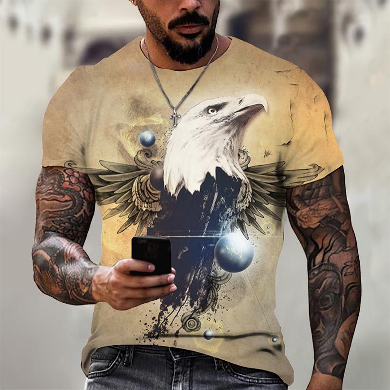 XXS-6XL Plus Size T-shirt 3D Printed Funny Eagle T Shirt For Men Cool Animal Pattern Tees Summer Loose O Neck Short Sleeve Tops