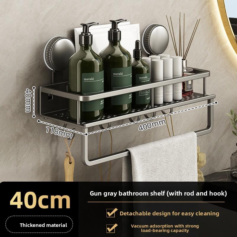 Suction Cup Storage Rack for Bathroom Washstand, Wall-Mounted, No-Drill, Toilet and Washroom Organizer