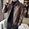 Fleece Large Size Men's Leather Jacket Winter Cold Protection Thickened Men's Leather Jacket PU Leather Jacket Men's Clothing
