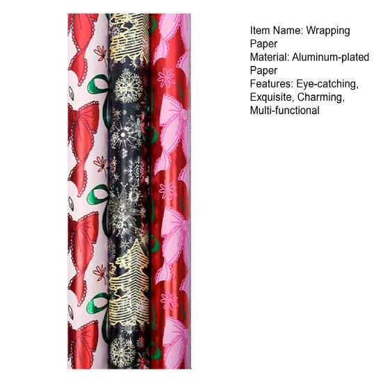 Christmas Wrapping Paper Roll 17 Inch x 120 Inch Snowflake Bow Jumbo Roll Vintage Holiday Gift Wrap for Christmas Parties Supplies