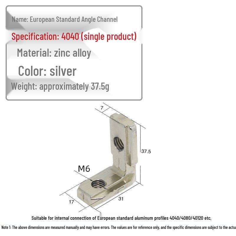 European Aluminum Profile Accessories: Silver Internal Corner & Black Right Angle Connector