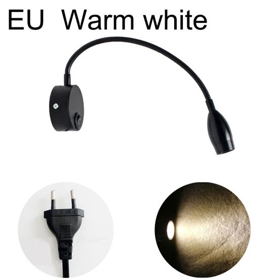 Flexible LED Gooseneck Wall Mounted Night Reading Light Bedside Sconce Lamp