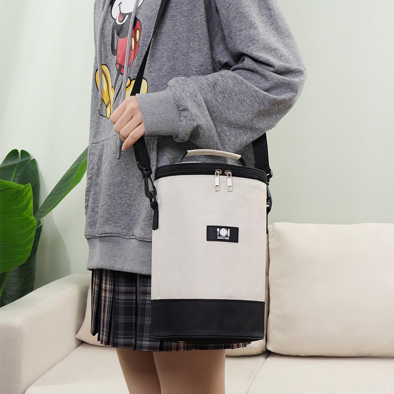 Round Insulated Lunch Bag with Thick Aluminum Foil for Office or Outdoor Use